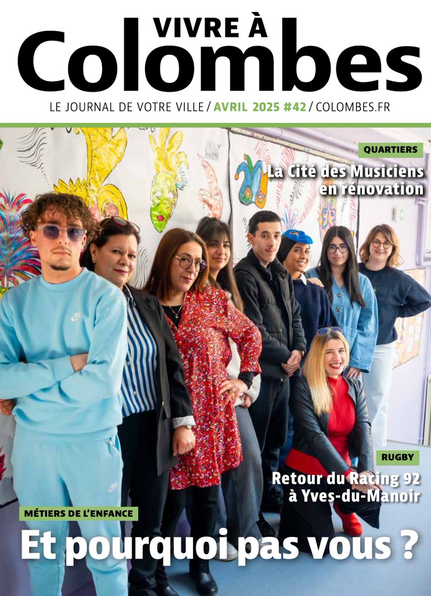 🗞️ 𝗩𝗶𝘃𝗿𝗲 𝗮̀ 𝗖𝗼𝗹𝗼𝗺𝗯𝗲𝘀 #𝟰𝟮
𝑸𝑼𝑨𝑹𝑻𝑰𝑬𝑹𝑺 
🏗️La Cité des Musiciens en rénovation
𝑴𝑬́𝑻𝑰𝑬𝑹𝑺 𝑫𝑬 𝑳’𝑬𝑵𝑭𝑨𝑵𝑪𝑬 
👨‍👧‍👦Et pourquoi pas vous ?
𝑹𝑼𝑮𝑩𝒀 
🏉 Retour du Racing 92 à Yves-du -Manoir
👋 urlr.me/9Aswer