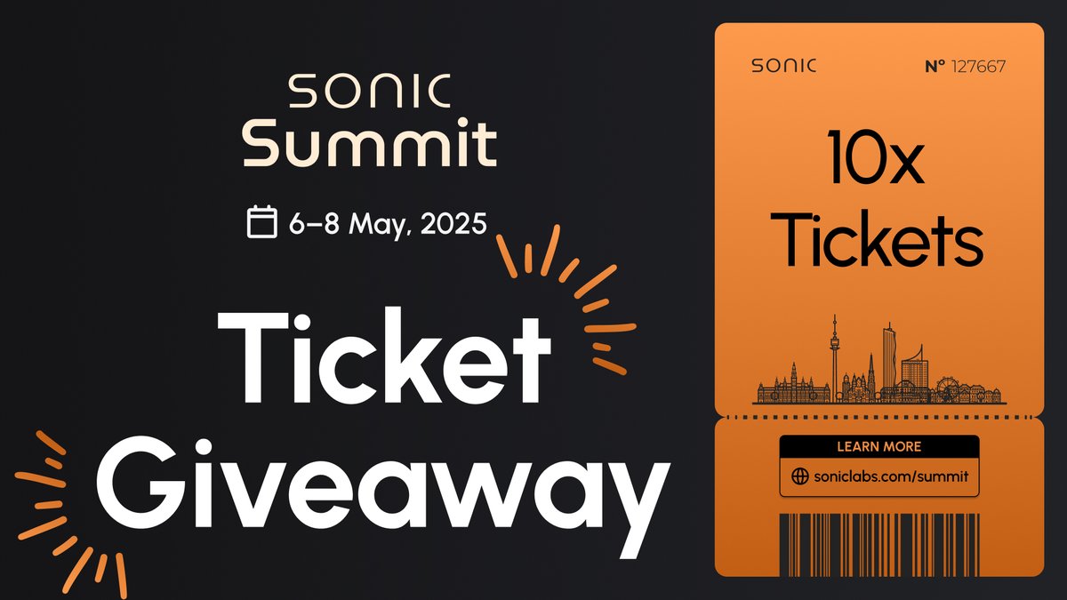 Sonic Labs (@soniclabs) on Twitter photo Win 10 tickets to Sonic Summit!
Join us in Vienna from May 6–8 for three days of exclusive networking, speeches, coding, and plenty of cake.
Like, retweet, and follow <a href="/SonicWorldHQ/">Sonic World</a> to participate.
🔗 soniclabs.com/summit Win 10 tickets to Sonic Summit!
Join us in Vienna from May 6–8 for three days of exclusive networking, speeches, coding, and plenty of cake.
Like, retweet, and follow <a href="/SonicWorldHQ/">Sonic World</a> to participate.
🔗 soniclabs.com/summit