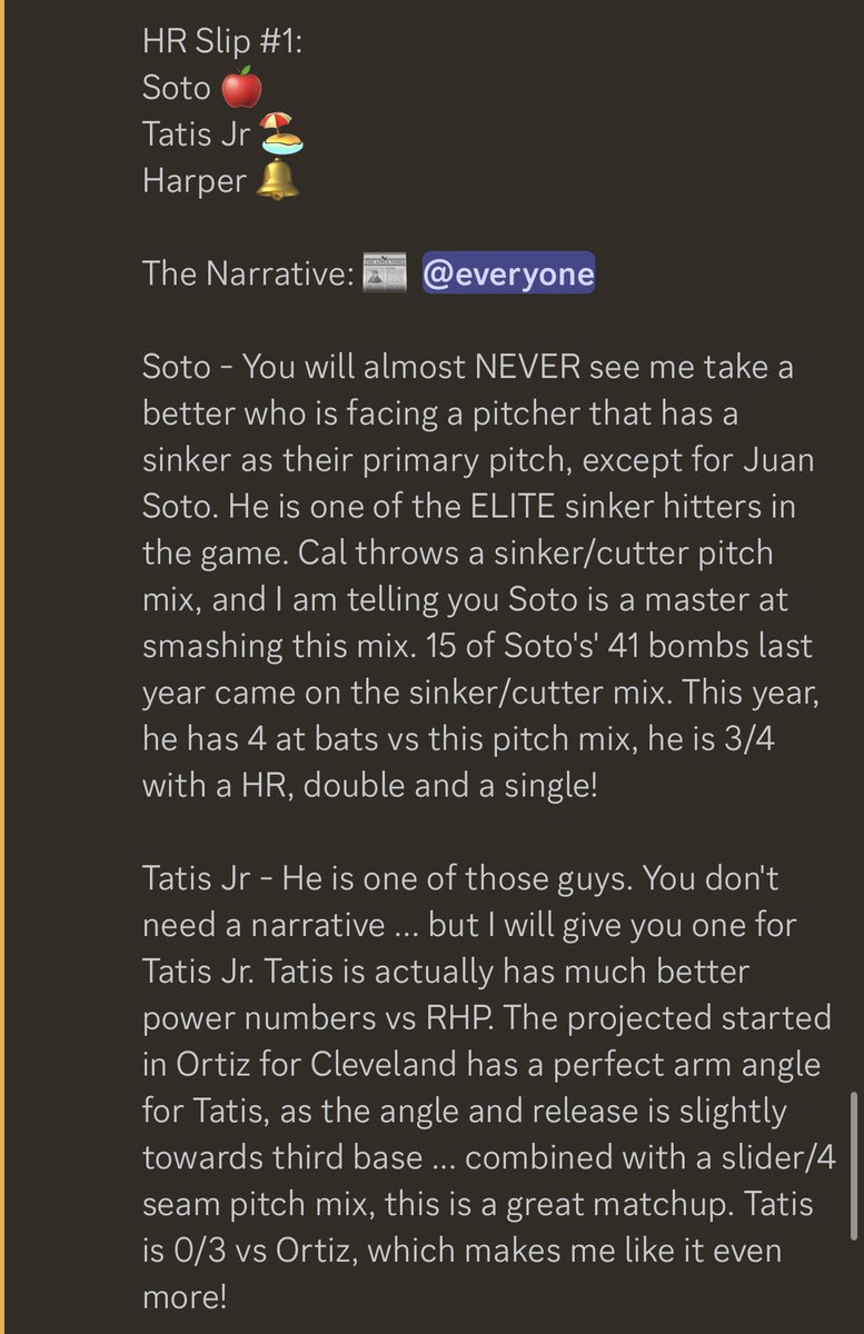 skeelo_green's tweet photo. How about another slip for the one time!??! Three absolute goats 🐐 to smash a bomb 💣 on a Monday! 

Let’s cook. 👨‍🍳 

Soto 🍎 
Harper 🔔 
Tatis 🏖️ 

The Narrative 📰 Find all my bets for 🆓 in my Discord.

Discord Link 🔗 ⬇️ 
https://t.co/PP0SsdOqFO https://t.co/Zwv6pC7gYZ