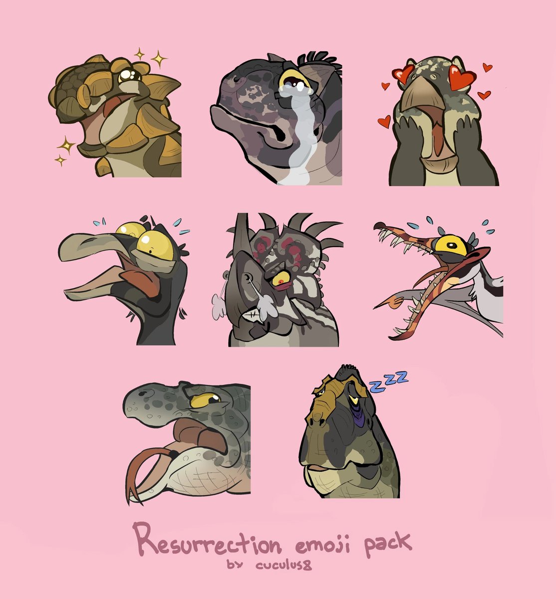 cuculus82's tweet image. custom emojis for POT discord server for Maegisi
who&apos;s your favourite? mine is ramphy!

#pathoftitans #dinosaurs #paleoart