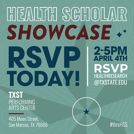 Join us THIS FRIDAY, April 4th, at the <a href="/THRCtxst/">Translational Health Research Center</a> #thrchss to check out all the AMAZING Translational Health Research that is being conducted at #TXST! 

CC: <a href="/kdamp/">𝙺𝚎𝚕𝚕𝚢 𝙳𝚊𝚖𝚙𝚑𝚘𝚞𝚜𝚜𝚎</a> <a href="/garytray/">Gary T. Ray</a> <a href="/txstSTARPark/">TXST STAR Park</a> <a href="/txstatealumni/">Texas State University Alumni</a> <a href="/TXSTCOE/">College of Education at TXST</a> <a href="/ProfessorEPerez/">Eduardo Perez, PhD</a> <a href="/TXSTDeanEd/">Michael O'Malley</a> <a href="/MSRC_TexasState/">MS in Respiratory Care at Texas State University</a> <a href="/TXSTAdmissions/">Texas State Admissions</a>