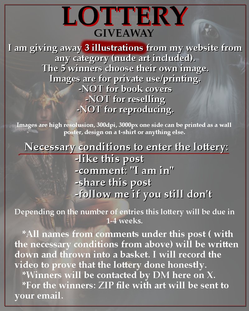 fantasy_art_z's tweet image. Do you like lottery?
Do you like my art?
Here is a chance for you to win an illustration of your choice! :)