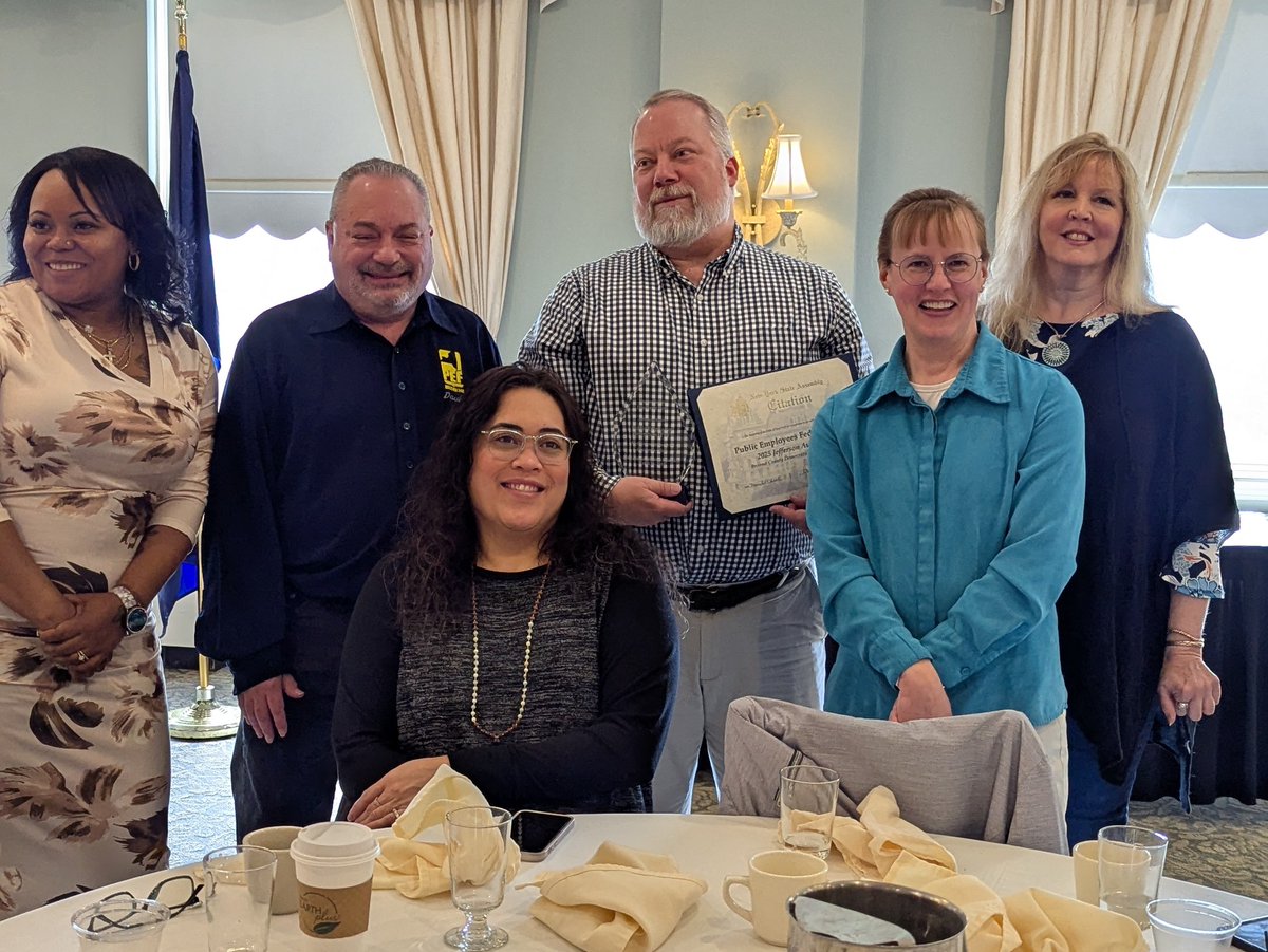 PEF was honored by the Broome County Democratic Committee on Saturday morning at the 28th annual Jefferson Breakfast for the union's commitment to democratic values.  PEF Region 5 Coordinator Scott Staub attended the breakfast to receive the honor on behalf of PEF.