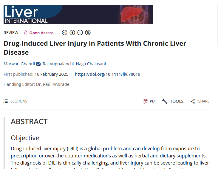 📚 This #ManuscriptMonday, check out Drs. Ghabril, Vuppalanchi, &amp; <a href="/nagachalasani/">Naga Chalasani</a>’s review! #LiverTwitter <a href="/LiverInt/">Liver International</a>

💊 DILI from meds &amp; supplements
🏥 CLD patients are at higher risk
⚠️ Can lead to acute-on-chronic liver failure

🔗 ow.ly/5tZ450VbSKr