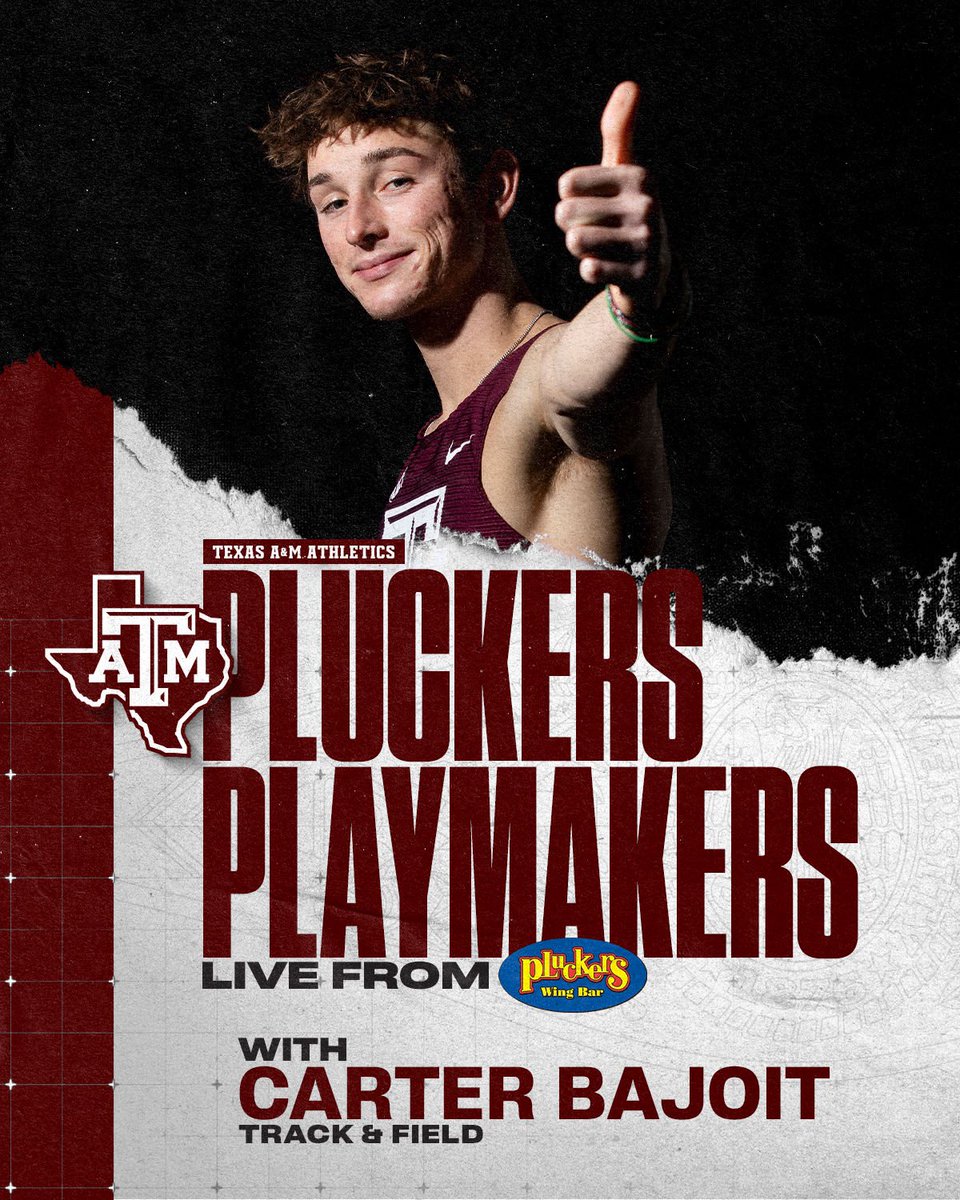 12thMan's tweet image. Another edition of Pluckers Playmakers tonight! 🍗🎙️

⌚️ 6:30 PM
📍 LIVE from @Pluckers 

#GigEm