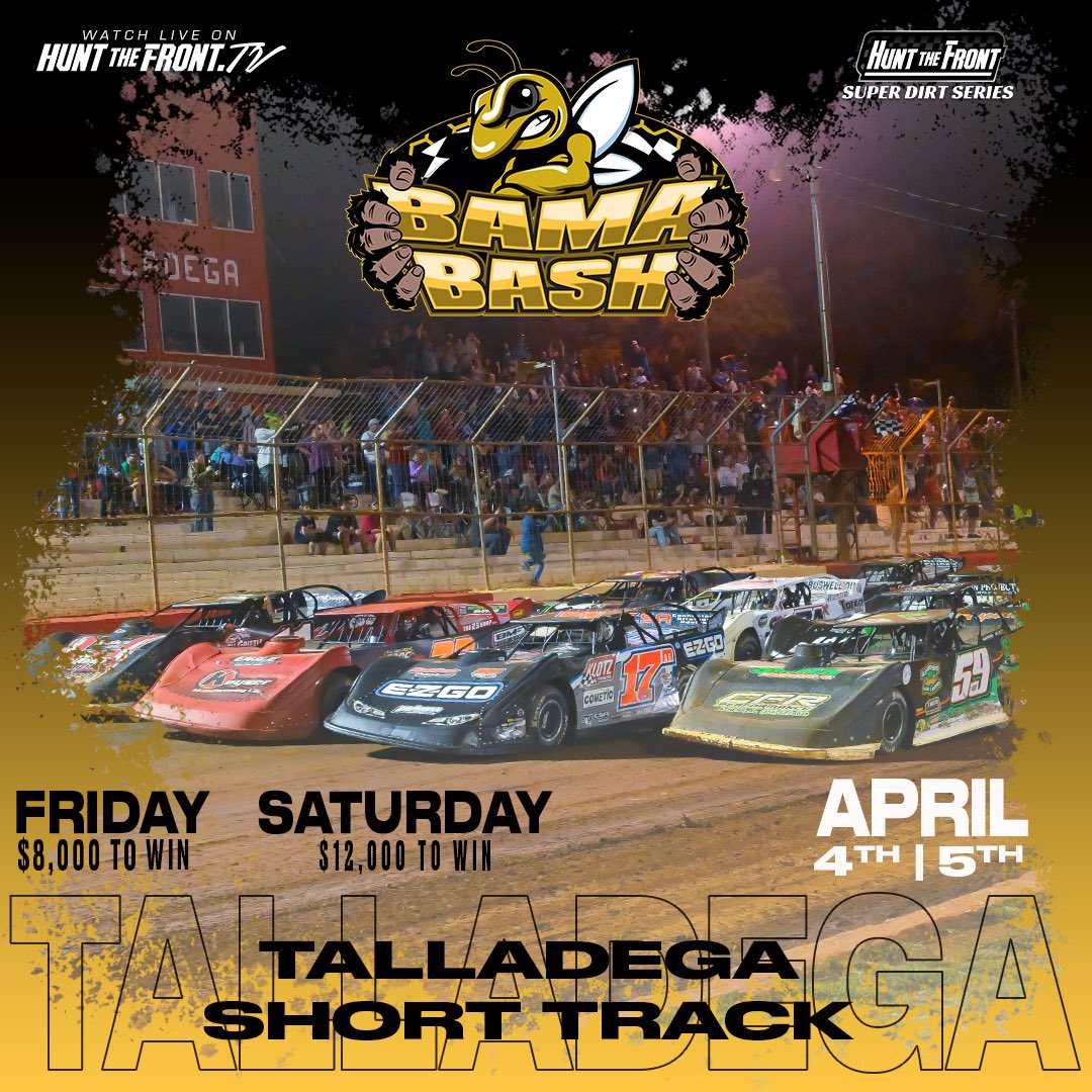 Hunt the Front Super Dirt Series (@huntthefrontsds) on Twitter photo Weโre rolling into another huge ๐ฅ๐๐๐ ๐ช๐๐๐ for the Hunt the Front Super Dirt Series with a doubleheader set for Talladega Short Track this ๐๐ง๐๐๐๐ฎ ๐๐ฃ๐ ๐๐๐ฉ๐ช๐ง๐๐๐ฎ!
The ๐ฝ๐๐ข๐ ๐ฝ๐๐จ๐ will feature two nights of Super Late Model racing at ๐ง๐ต๐ฒ Weโre rolling into another huge ๐ฅ๐๐๐ ๐ช๐๐๐ for the Hunt the Front Super Dirt Series with a doubleheader set for Talladega Short Track this ๐๐ง๐๐๐๐ฎ ๐๐ฃ๐ ๐๐๐ฉ๐ช๐ง๐๐๐ฎ!
The ๐ฝ๐๐ข๐ ๐ฝ๐๐จ๐ will feature two nights of Super Late Model racing at ๐ง๐ต๐ฒ