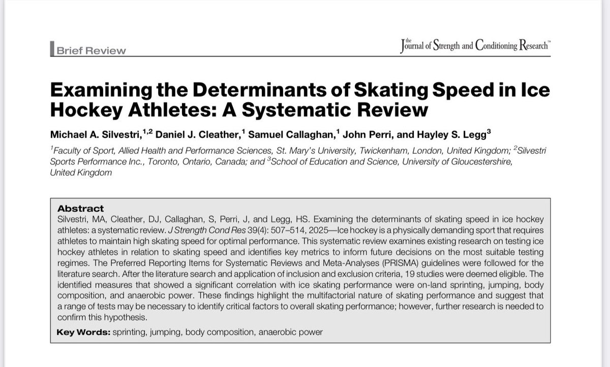 Michael Silvestri, PhD(c), CSCP (@_msilvestri) on Twitter photo Examining the Determinants of Skating Speed in Ice Hockey Athletes: A Systematic Review
Now available in The Journal of Strength and Conditioning Research <a href="/NSCA/">NSCA</a> <a href="/JSCRonline/">Journal of Strength and Conditioning Research</a>
<a href="/StMarys_SandC/">St Mary's S&C</a> Examining the Determinants of Skating Speed in Ice Hockey Athletes: A Systematic Review
Now available in The Journal of Strength and Conditioning Research <a href="/NSCA/">NSCA</a> <a href="/JSCRonline/">Journal of Strength and Conditioning Research</a>
<a href="/StMarys_SandC/">St Mary's S&C</a>