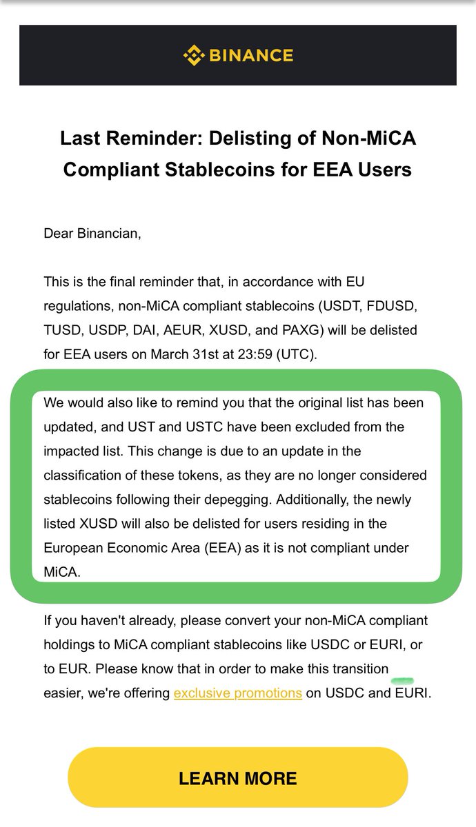 ‼️ $USTC WILL NOT BE DELISTED 👌

<a href="/binance/">Binance</a>:
"We would also like to remind you that the original list has been updated, and UST and USTC have been excluded from the impacted list. This change is due to an update in the classification of these tokens, as they are no longer