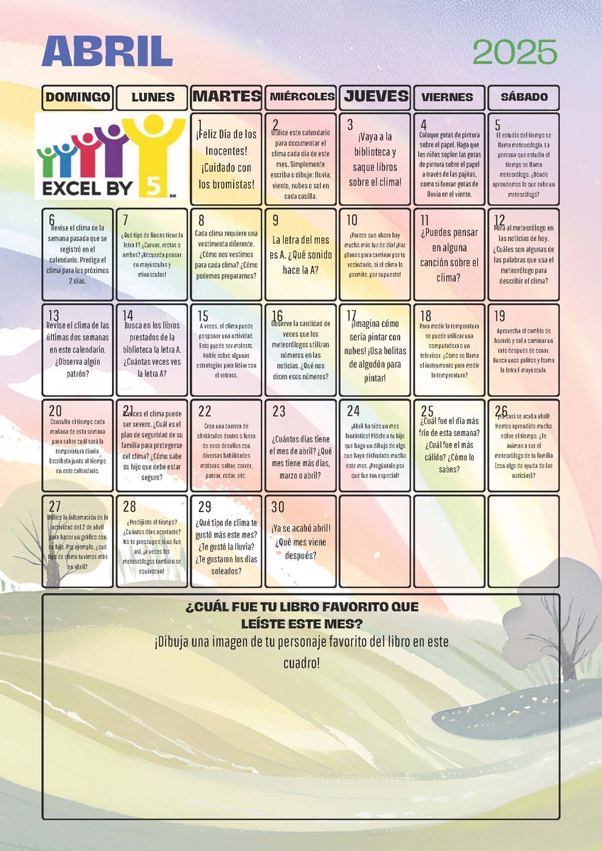 Learn more about the weather with April’s school readiness activities.