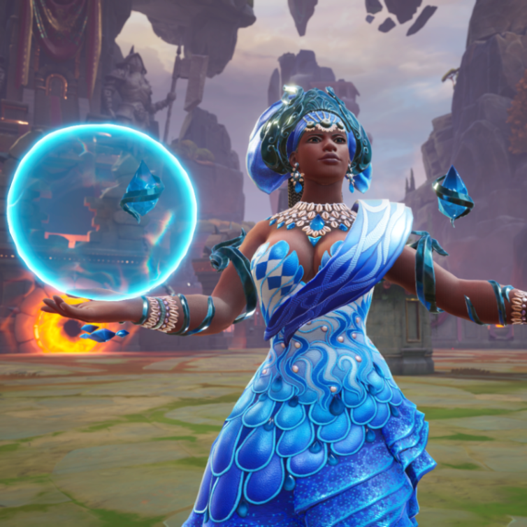 SMITEGame's tweet photo. Make waves on the Battleground with Yemoja's Aspect - LIVE NOW in SMITE 2! https://t.co/1NdB79IaWp