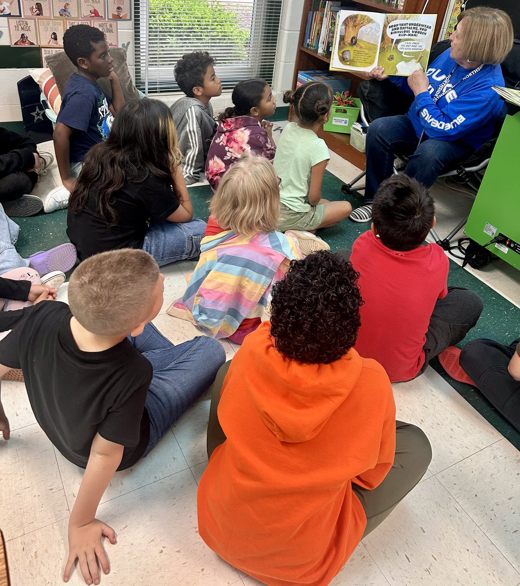 afields33's tweet photo. We were so excited to have Mrs. Freeman read to our class. She’s currently in 1st place! @NISDSteubing https://t.co/JkhFbjMxzn