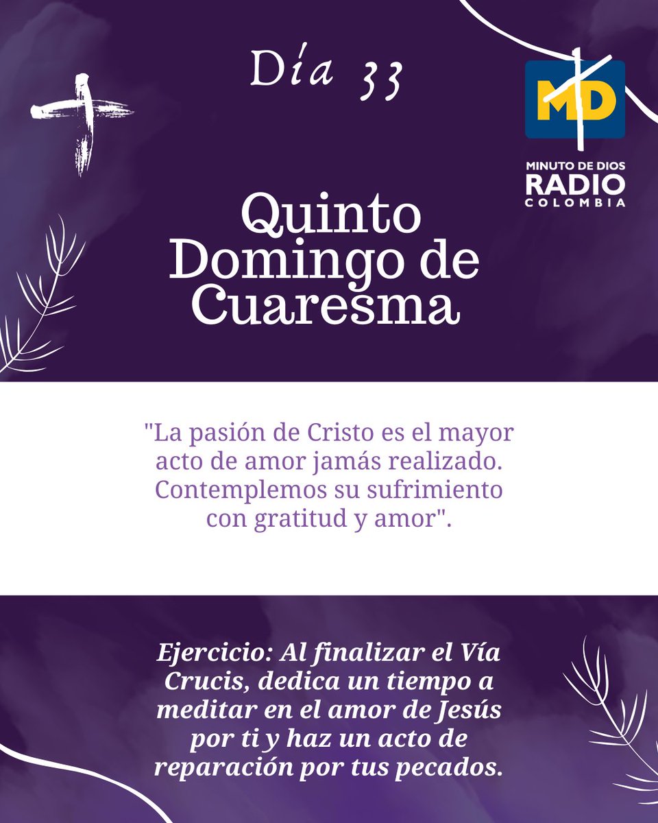 MinutodeDiosMed's tweet photo. Dia #33

✝️Vive tu itinerario de cuaresma con emisora minuto de Dios. Lee, ora, y reflexiona. 😇🙏🏽

#Cuaresma #refexion #catolico #cristiano #ejercicio https://t.co/BS35EYJSBC