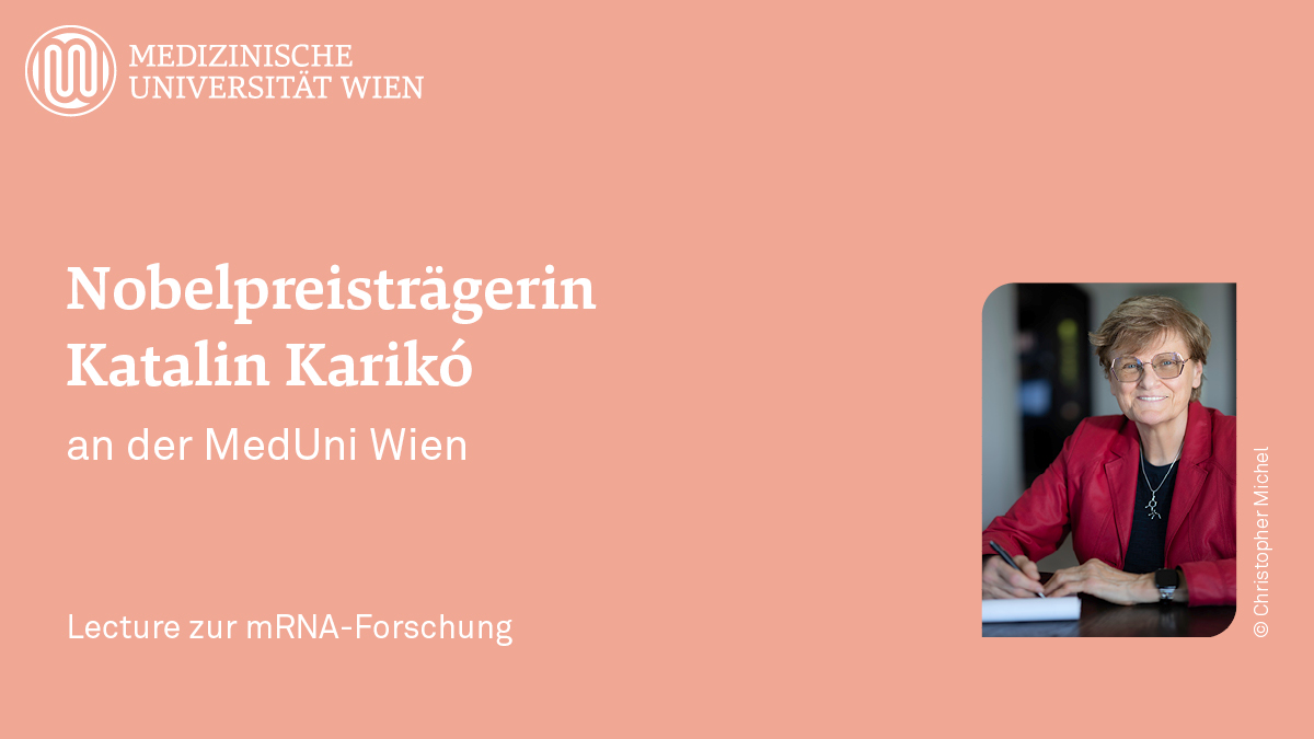 MedUni Wien (@meduni_wien) on Twitter photo „Ich konzentriere mich auf das, was ich ändern kann“
Nobelpreisträgerin Katalin Karikó kommt am 19. Mai 2025 an die #MedUniWien, um die Fortschritte der #mRNAForschung zu beleuchten.
Details zur Vorlesung & zum Interview mit #KatalinKariko! ➡️ meduniwien.ac.at/lecture-kariko
<a href="/kkariko/">Katalin Kariko</a> „Ich konzentriere mich auf das, was ich ändern kann“
Nobelpreisträgerin Katalin Karikó kommt am 19. Mai 2025 an die #MedUniWien, um die Fortschritte der #mRNAForschung zu beleuchten.
Details zur Vorlesung & zum Interview mit #KatalinKariko! ➡️ meduniwien.ac.at/lecture-kariko
<a href="/kkariko/">Katalin Kariko</a>