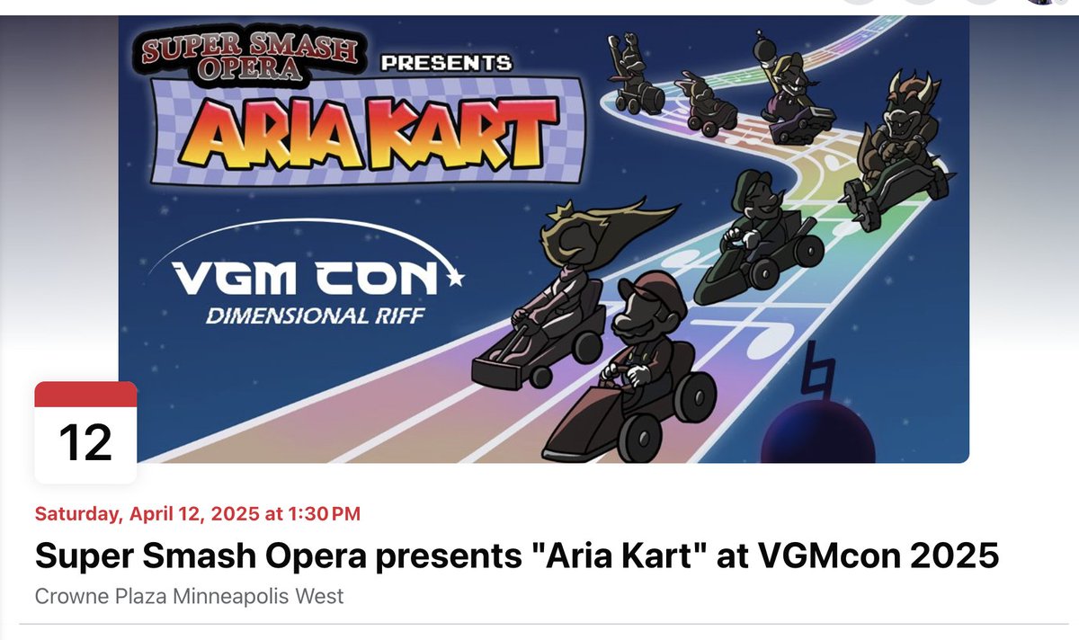 SuperSmashOpera's tweet image. Less than two weeks till the return, and happy reunion, of our troupe, #SuperSmashOpera as we perform our sequel, #AriaKart with full cast and "Pit Crew"(orchestra and chorus), on the Boss Stage at @VGMCon
supersmashopera.com #VGMcon #opera #comedy #musical #orchestra #sing