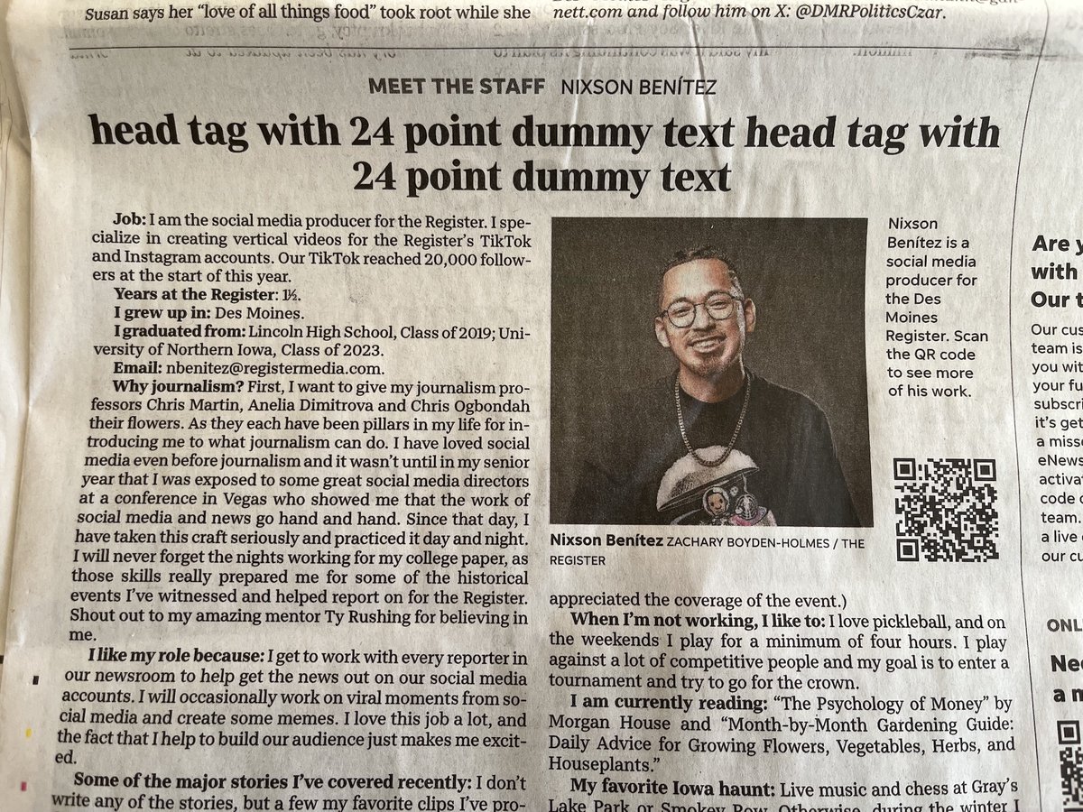 What happens after Gannett eliminates too many copy editors. 
(from the Sunday Des Moines Register)