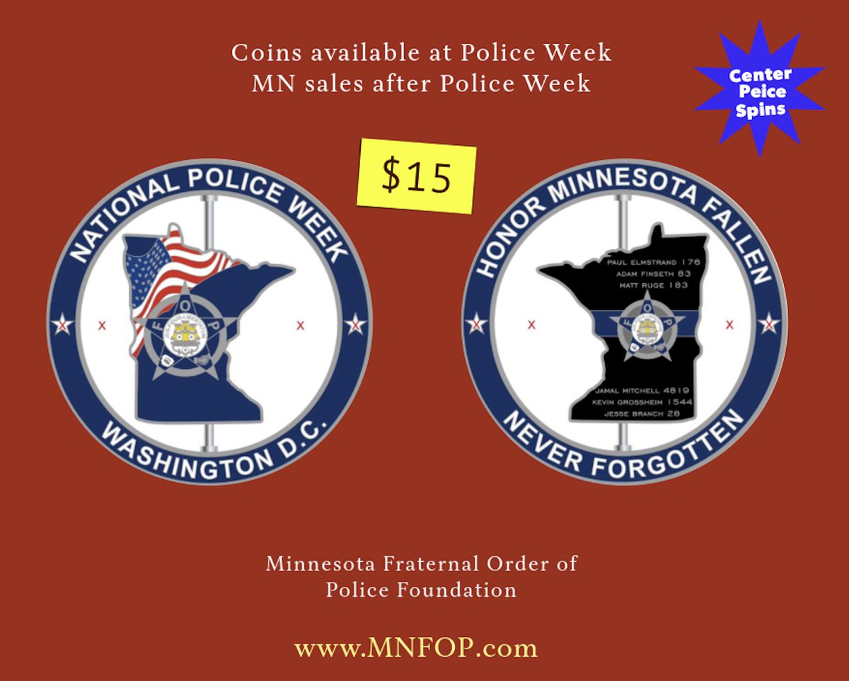 MN FOP (@mnfop) on Twitter photo Coin available at <a href="/PoliceWeekDC/">PoliceWeek Tent City</a>. MN sales and shipping available after #PoliceWeek. Never forget these heroes!🇺🇸<a href="/GLFOP/">National Fraternal Order of Police (FOP)</a>
#NeverForgetPaulElmstrand
#NeverForgetAdamFinseth
#NeverForgetMattRuge
#NeverForgetJamalMitchell
#NeverForgetKevinGrossheim
#NeverForgetJesseBranch
#FOPStrong Coin available at <a href="/PoliceWeekDC/">PoliceWeek Tent City</a>. MN sales and shipping available after #PoliceWeek. Never forget these heroes!🇺🇸<a href="/GLFOP/">National Fraternal Order of Police (FOP)</a>
#NeverForgetPaulElmstrand
#NeverForgetAdamFinseth
#NeverForgetMattRuge
#NeverForgetJamalMitchell
#NeverForgetKevinGrossheim
#NeverForgetJesseBranch
#FOPStrong