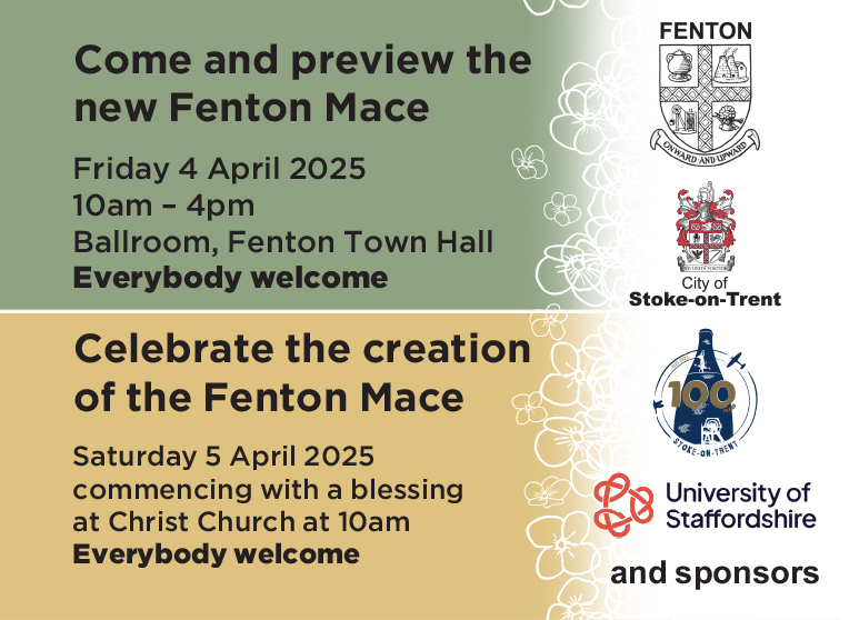 Stoke-on-Trent Centenary (@stokeontrent100) on Twitter photo Fenton is the only one of the six towns that’s not currently represented in the city’s regalia.
BUT that’s about to change.
<a href="/uniofstaffs/">University of Staffordshire</a> students have designed a brand new Fenton mace and you’re all invited to see it when it’s unveiled for the first time. Fenton is the only one of the six towns that’s not currently represented in the city’s regalia.
BUT that’s about to change.
<a href="/uniofstaffs/">University of Staffordshire</a> students have designed a brand new Fenton mace and you’re all invited to see it when it’s unveiled for the first time.