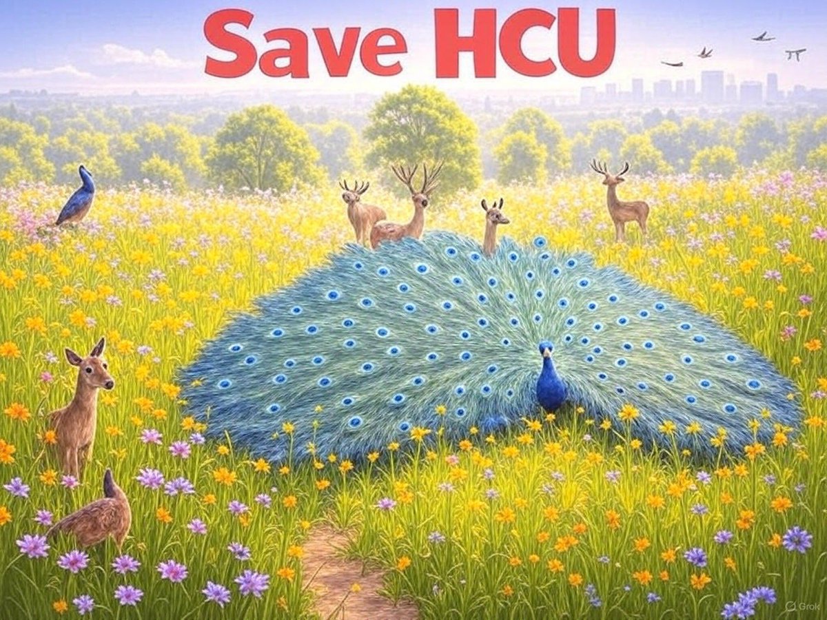 AnytimeFilmy's tweet photo. Heartbroken to witness the destruction of the 400 acres of thriving flora and fauna of HCU. This land is home to 237 bird species, pecocks ,deer, wild board,  tortoise and various snakes. It's a symbol of our heritage, its habitation is cultural to us. 
#SaveHCUBioDiversity https://t.co/5mVq5huY2m