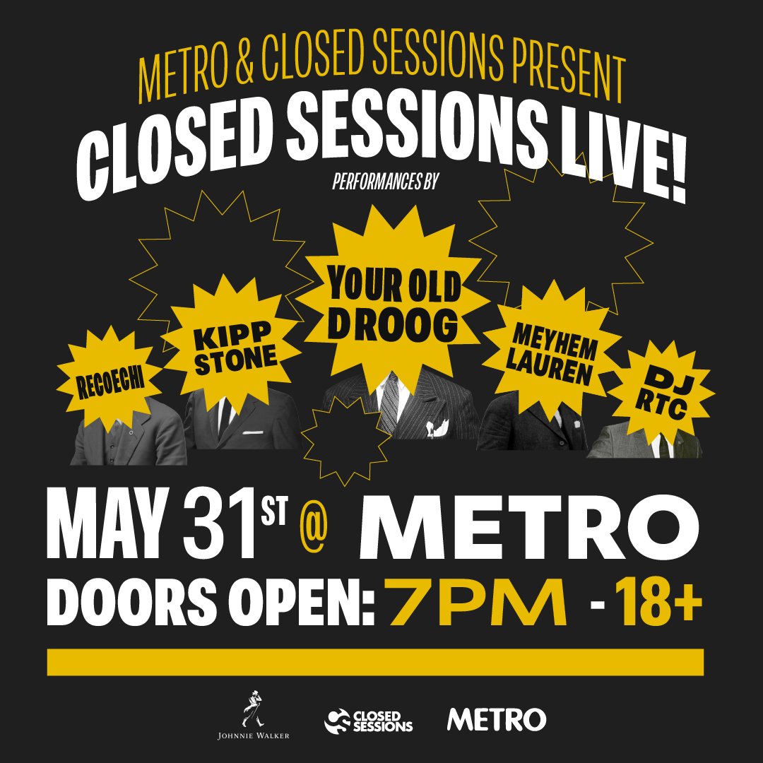 Closed Sessions (@closedsessions) on Twitter photo Closed Sessions Live! hits <a href="/MetroChicago/">Metro</a> on 5/31 featuring:
<a href="/YourOldDroog/">YOD</a>
<a href="/MeyhemLauren/">MEYHEM LAUREN</a>
<a href="/Kipp_Stone/">Kipp Stone</a>
<a href="/RecoeChi/">Recoechi</a>
<a href="/DJ_RTC/">Alexander Fruchter</a>
Tickets on-sale now.
๐๏ธ๐๏ธ๐๏ธ
metrochicago.com/event/your-oldโฆ Closed Sessions Live! hits <a href="/MetroChicago/">Metro</a> on 5/31 featuring:
<a href="/YourOldDroog/">YOD</a>
<a href="/MeyhemLauren/">MEYHEM LAUREN</a>
<a href="/Kipp_Stone/">Kipp Stone</a>
<a href="/RecoeChi/">Recoechi</a>
<a href="/DJ_RTC/">Alexander Fruchter</a>
Tickets on-sale now.
๐๏ธ๐๏ธ๐๏ธ
metrochicago.com/event/your-oldโฆ
