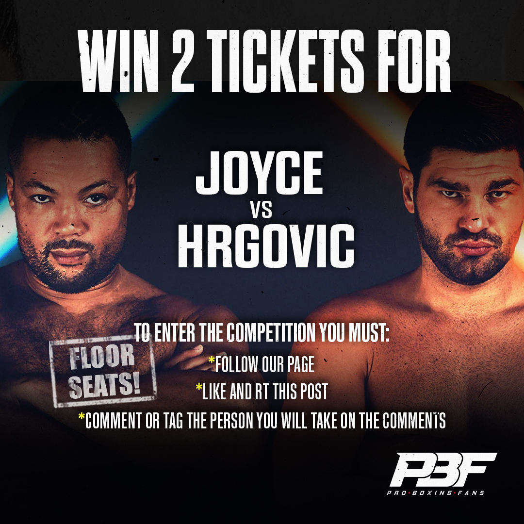 Pro Boxing Fans (@proboxingfans) on Twitter photo β° πͺπΆπ΄π·π¬π»π°π»π°πΆπ΅ π»π°π΄π¬ βΌοΈ
ποΈ We have 2β£ pairs of π
ππππ πππππ to giveaway to 2β£ lucky followers to see <a href="/JoeJoyceBoxing/">Joe Joyce</a> π Filip Hrgovic at <a href="/TheCoopLive/">Co-op Live</a> in Manchester this Saturday π
β³ Ends: Thursday 3rd April @ 7pm
#JoyceHrgovic #Competition β° πͺπΆπ΄π·π¬π»π°π»π°πΆπ΅ π»π°π΄π¬ βΌοΈ
ποΈ We have 2β£ pairs of π
ππππ πππππ to giveaway to 2β£ lucky followers to see <a href="/JoeJoyceBoxing/">Joe Joyce</a> π Filip Hrgovic at <a href="/TheCoopLive/">Co-op Live</a> in Manchester this Saturday π
β³ Ends: Thursday 3rd April @ 7pm
#JoyceHrgovic #Competition