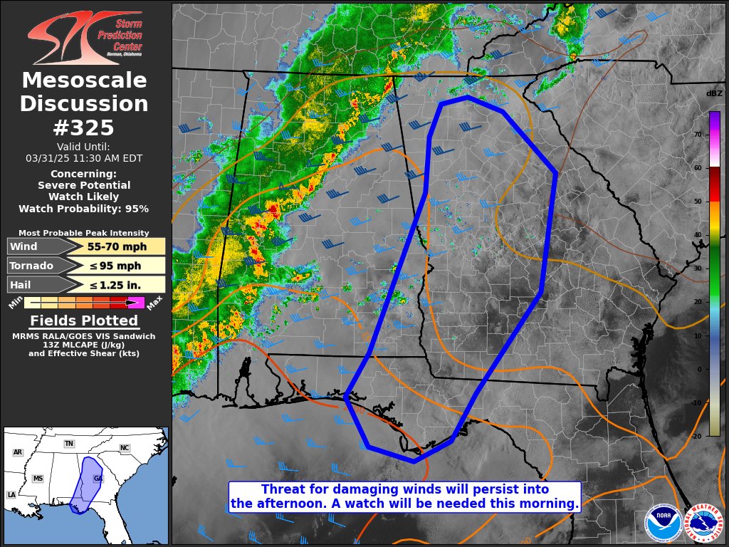 Strong storm line continues eastbound this AM. Expected Severe Thunderstorm Watch coming soon. mikesweatherpage.com