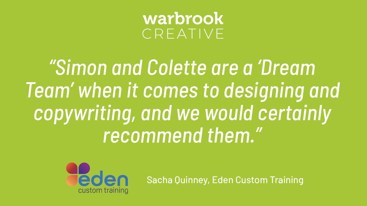 Always a pleasure to get feedback like this. 😊

Thanks Sacha and the Eden Custom Training team.

Delighted you're chuffed with your new-look website and brand. 

#Testimonials #CheshireBusiness #FreelanceLife