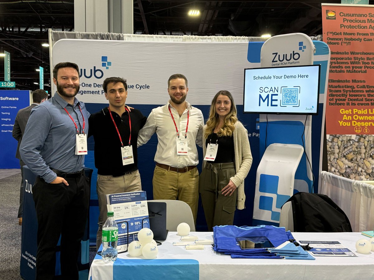 zuub_us's tweet photo. 🚀 Another fantastic showing at @hinman The Thomas P. Hinman Dental Meeting!

It was great connecting with so many dental professionals and showcasing Zuub’s AI-powered insurance verification software, helping practices streamline patient eligibility checks in seconds. ⏳✅

#dental