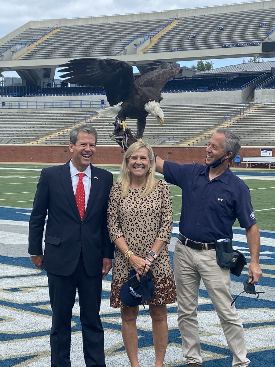 GovKemp's tweet photo. The Kemp family joins Eagle Nation in mourning the loss of Freedom over the weekend. He spent over 20 years inspiring the hearts and minds of the Georgia Southern community, and he will be greatly missed from Paulson Stadium and throughout the entire state. Soar beyond, Freedom! https://t.co/MwcKynjN4U