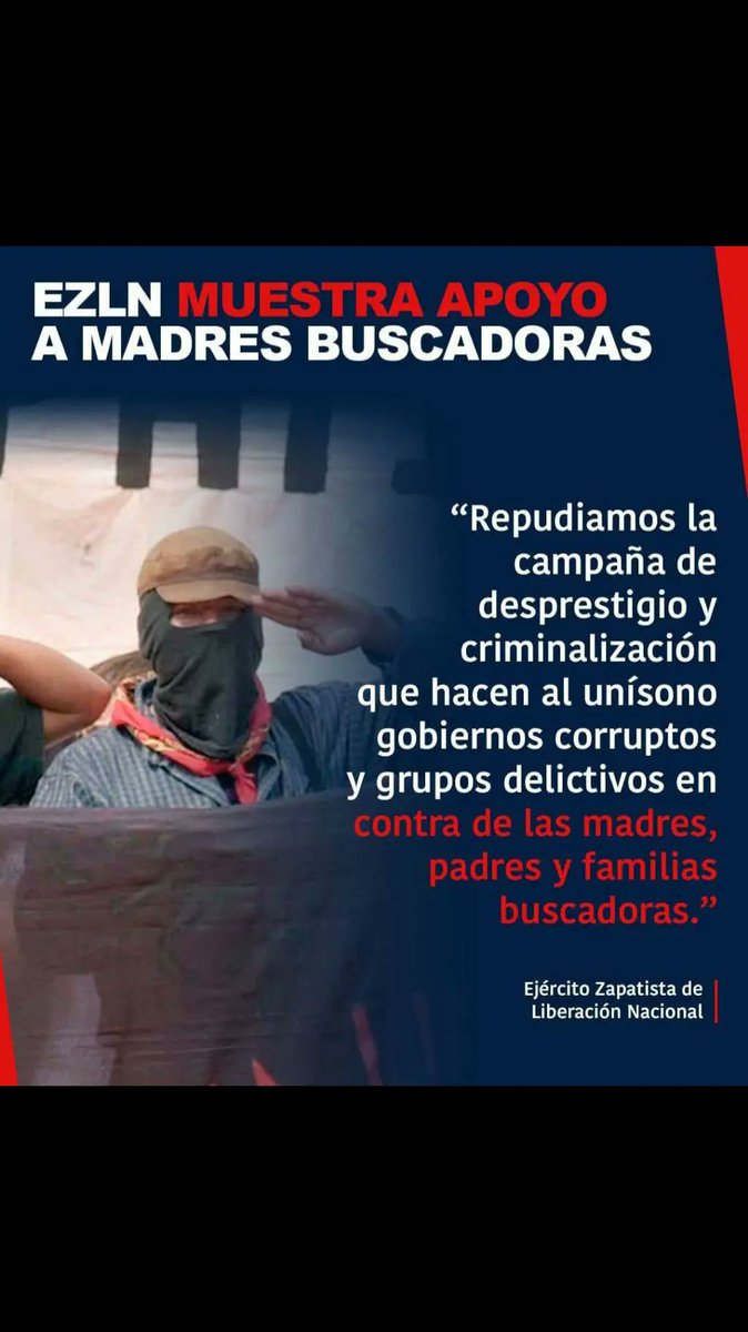 #CNI y #EZLN rechazan la campaña de desprestigio contra los colectivos de búsqueda de desaparecidxs

Observamos indignados como esta estrategia de desprestigio y criminalización es la similar a la que los militares y el gobierno federal han ensayado en los años anteriores en 🧵