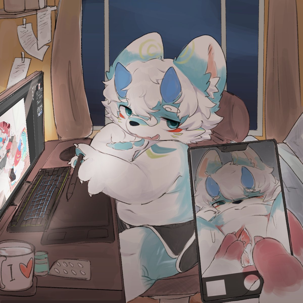 “怎么了？要吃宵夜吗？”
“想吃你。”
“哈？”