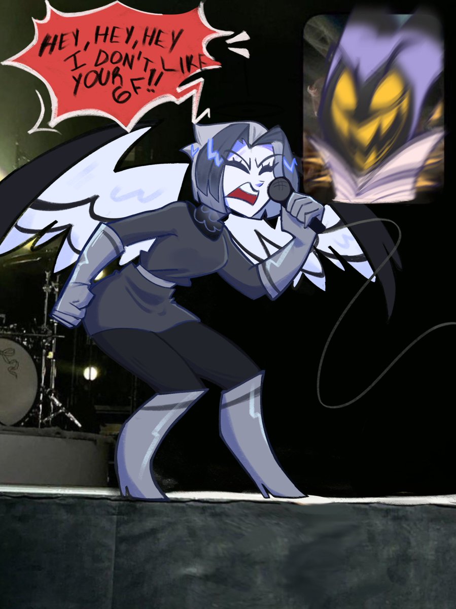 Mang0_003's tweet photo. He is not getting the hint 😔

#guitarspear #guardrock #HazbinHotelFanart #lute #hazbinhotelAdam https://t.co/eBQmjM2bMq