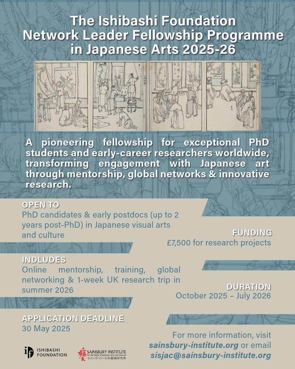 [Call for Applications: The Ishibashi Foundation Network Leader Fellowship Programme in Japanese Arts 2025-26]

We are delighted to launch the Ishibashi Foundation Network Leader Fellowship Programme in Japanese Arts, generously supported by the Ishibashi Foundation!
1/4