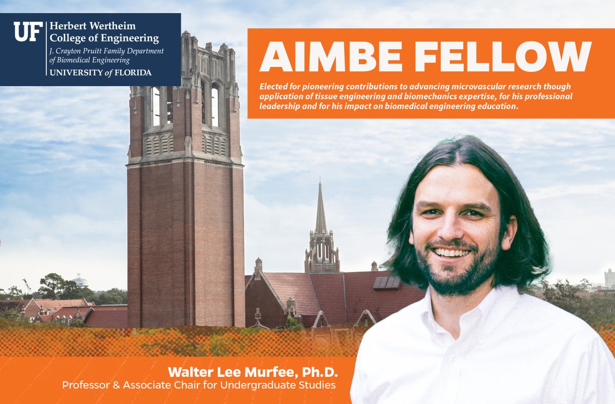 Congratulations to Walter Lee Murfee, Ph.D., on his induction as a fellow into the American Institute of Medical and Biological Engineering (<a href="/aimbe/">AIMBE</a>) today! The honor recognizes his pioneering work in microvascular research &amp; impact on biomedical education. bme.ufl.edu/murfee-inducte…
