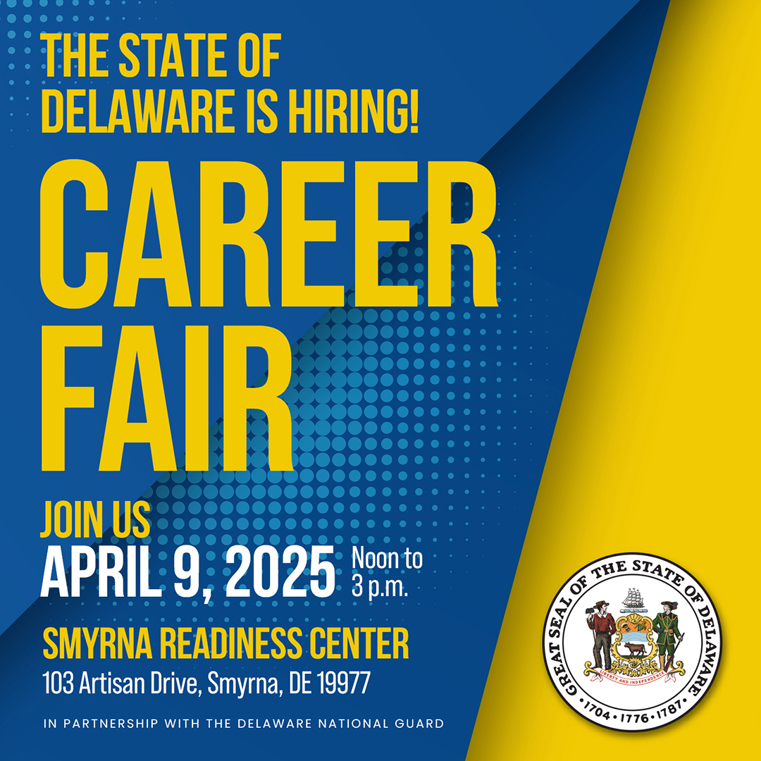 🚀 One Week to Go! 🚀
Join us for the 4th Annual State Agency Career Fair!
Don't miss this opportunity to explore exciting career paths in public service. 
Pre-register today!
bit.ly/4iA9s99
#CareerFair #JobOpportunity #netde #delaware