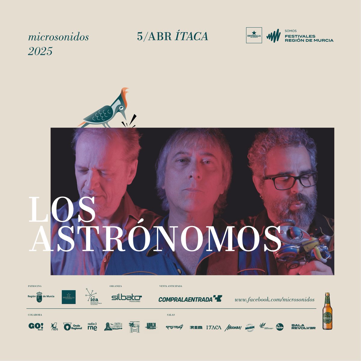 Pio-pio!!!

Celebramos el lunes recordando el cierre del Microsonidos 2025 (ohhhh).

No os podéis perder a Los Astrónomos en Itaca este sábado!

Entradas aquí: silbato.compralaentrada.com/eventos/13789/…