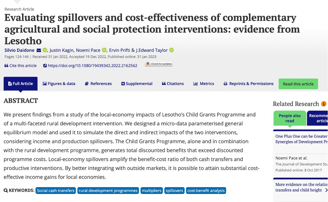 Transfer Project (@transferprojct) on Twitter photo S.Daiodone et al. show how #CashTransfers & rural development in 🇱🇸 boost local economies & reduce poverty.
They used a novel model to capture spillovers & market integration effects. <a href="/justinkagin/">Justin Kagin</a> <a href="/Prifti_Ervin/">Ervin Prifti</a>
Read the paper here: tandfonline.com/doi/full/10.10… S.Daiodone et al. show how #CashTransfers & rural development in 🇱🇸 boost local economies & reduce poverty.
They used a novel model to capture spillovers & market integration effects. <a href="/justinkagin/">Justin Kagin</a> <a href="/Prifti_Ervin/">Ervin Prifti</a>
Read the paper here: tandfonline.com/doi/full/10.10…