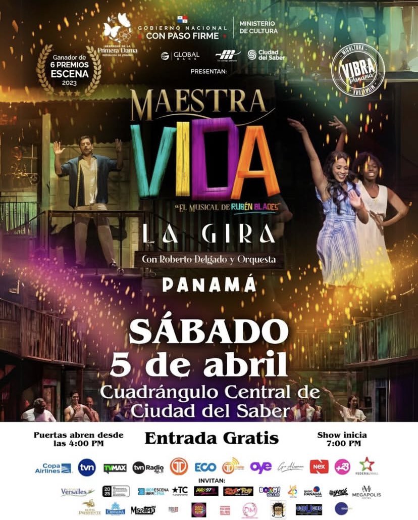 MiCulturaPma's tweet image. ¡Maestra Vida El Musical llega a la Ciudad de Panamá 🤩✨!
Este fin de semana te esperamos para que disfrutes en familia de Maestra Vida el musical de Rubén Blades en Ciudad del Saber.