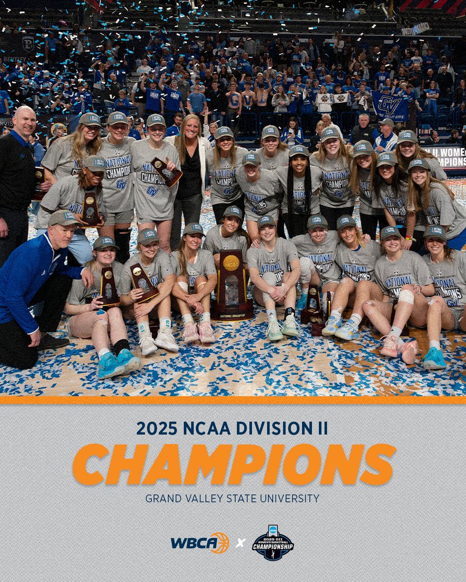 Congratulations to the 2025 NCAA DII National Champions, <a href="/gvsuwbb/">GVSU Women's Basketball</a>! 👏

#D2WBB