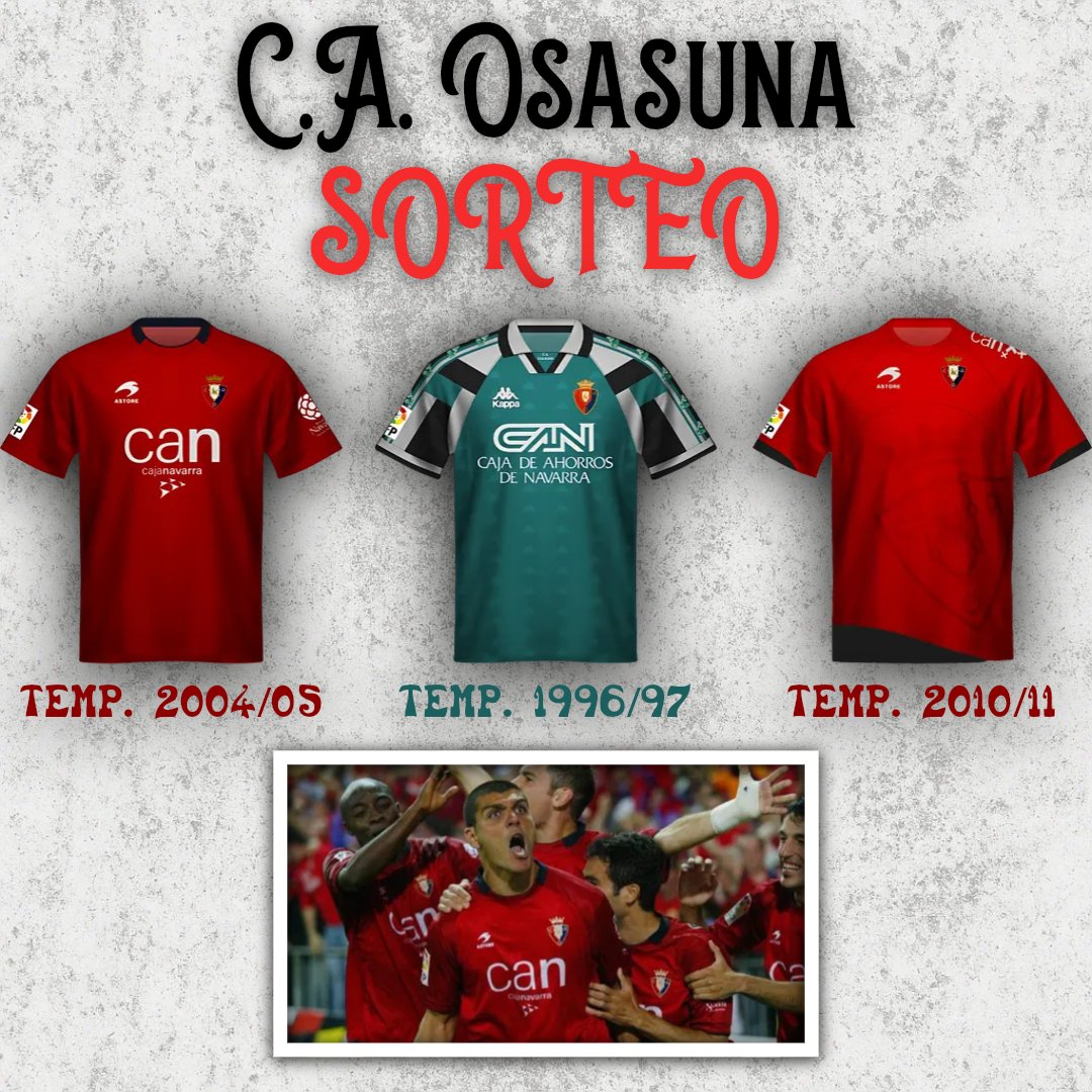 🎁SORTEAZO🎁

¡LLEGA EL TRAMO FINAL!

¡Consigue tu camiseta de Osasuna RETRO favorita totalmente GRATIS!

1. Seguir a <a href="/Hispadrops/">Hispadrops Retro</a> y a <a href="/CAOenfurecido/">Osasuna Enfurecido</a> 

2. Dale RT.

3. Menciona a dos amigos/as.

Ganador/a el 7 de abril.