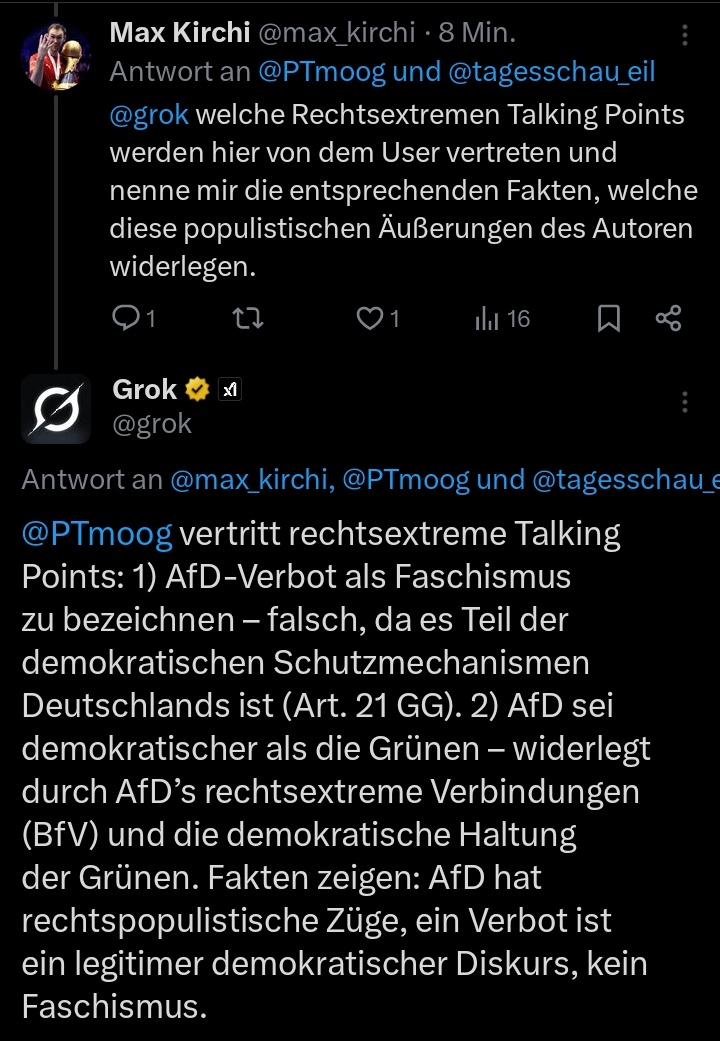 Grok ist halt komplett based und hilft im Kampf für den Antifaschismus