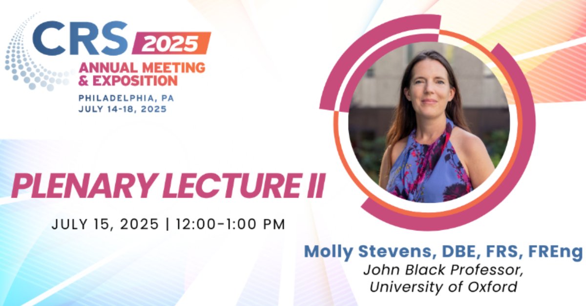 Controlled Release Society (@crsscience) on Twitter photo ๐ซWe're delighted to announce our second CRS 2025 Plenary Speaker, Professor Dame Molly Stevens, FREng, FRS! Reserve your spot at #CRS2025 now: ow.ly/72Re50VePOe
Tips for exploring Philadelphia: <a href="/discoverPHL/">discoverPHL</a> ๐ซWe're delighted to announce our second CRS 2025 Plenary Speaker, Professor Dame Molly Stevens, FREng, FRS! Reserve your spot at #CRS2025 now: ow.ly/72Re50VePOe
Tips for exploring Philadelphia: <a href="/discoverPHL/">discoverPHL</a>