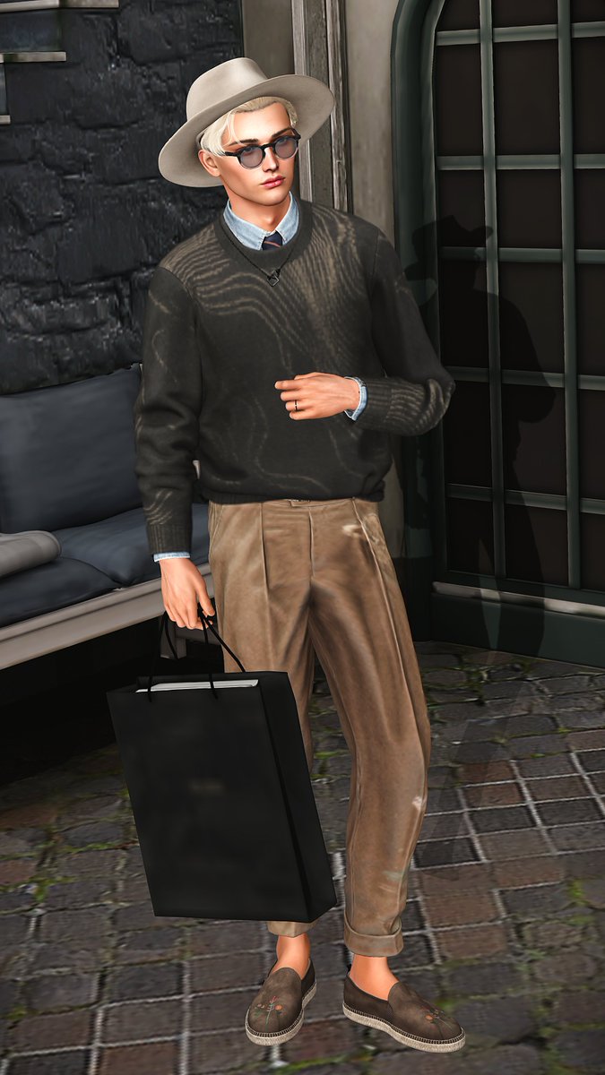 TemmyeHarmony's tweet photo. Deadwooler.
Coordinate #2. 2025.04.01.  

Tops - [Deadwool] Wolf jumper
Bottoms - [Deadwool] Oliver trousers
Shoes - [Deadwool] Espadrilles
Accessories - [Deadwool] Bateman glasses

#DEADWOOL #Deadwooler #coordinate https://t.co/0jhYNb1b1S