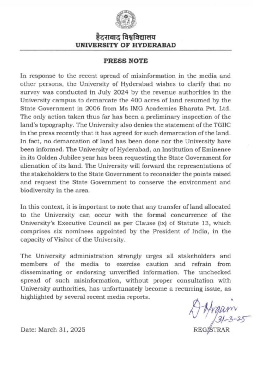 Stop the deforestation. Save the education institutes. Stop misleading common citizens. 
<a href="/revanth_anumula/">Revanth Reddy</a>
<a href="/RahulGandhi/">Rahul Gandhi</a> <a href="/priyankagandhi/">Priyanka Gandhi Vadra</a>
#SaveHCUBiodiversity
#SaveHyderabadForest