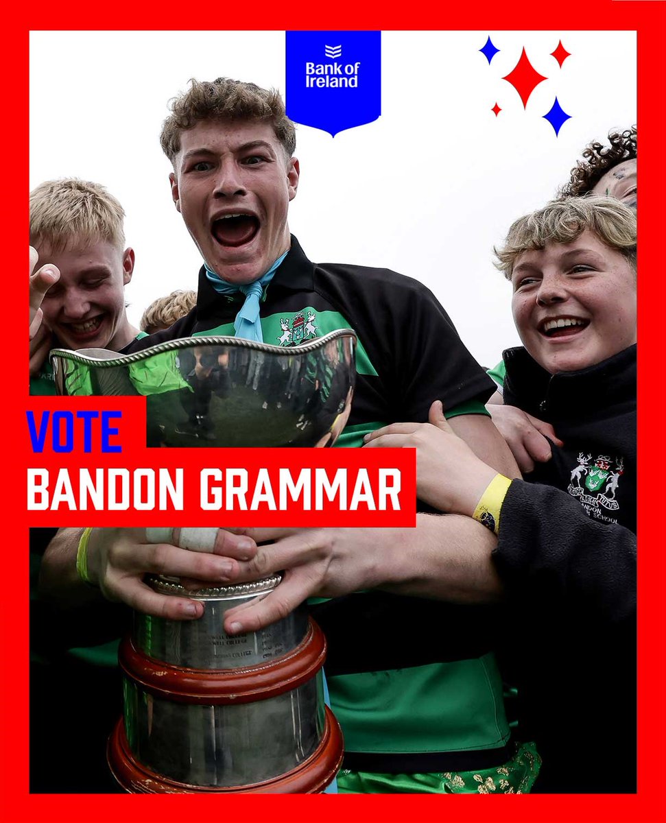 Vote for your #NeverStopCompeting moment of the month! 👇 

Bandon Grammar School won the Munster Schools Boys Junior Cup for the very first time 🙌 

Hit like below to vote for <a href="/bandongrammar/">Bandon Grammar</a> 

 #SUAF 🔴 | <a href="/bankofireland/">Bank of Ireland</a>