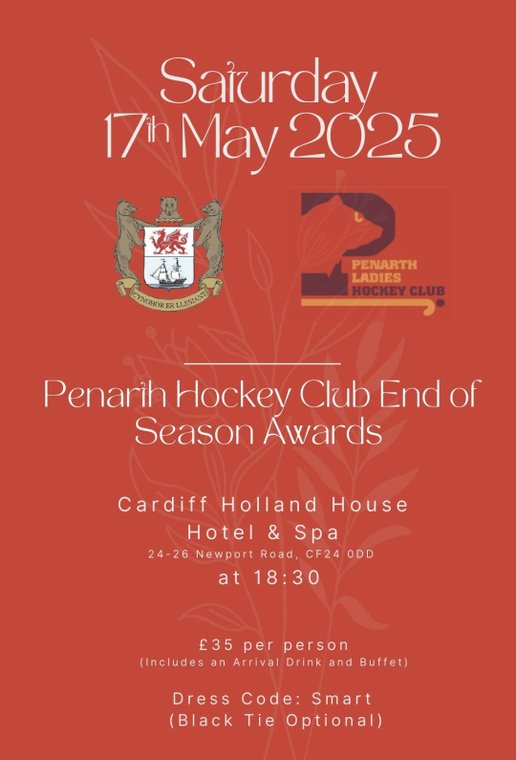 End of Season Awards dinner Sat 17 May 2025 #Pitchero
penarthladieshockey.co.uk/news/end-of-se…