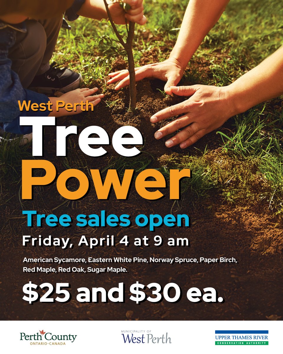 Upper Thames River Conservation Authority (@utrcamarketing) on Twitter photo The popular Tree Power program is back in the Municipality of West Perth! 7 great tree species all available for $25 or $30 per tree. Sales open on Friday, April 4 and tree pick up is Saturday, March 3. For more details please visit: shop.thamesriver.on.ca/pro.../west-pe… <a href="/WestPerthON/">West Perth</a> The popular Tree Power program is back in the Municipality of West Perth! 7 great tree species all available for $25 or $30 per tree. Sales open on Friday, April 4 and tree pick up is Saturday, March 3. For more details please visit: shop.thamesriver.on.ca/pro.../west-pe… <a href="/WestPerthON/">West Perth</a>