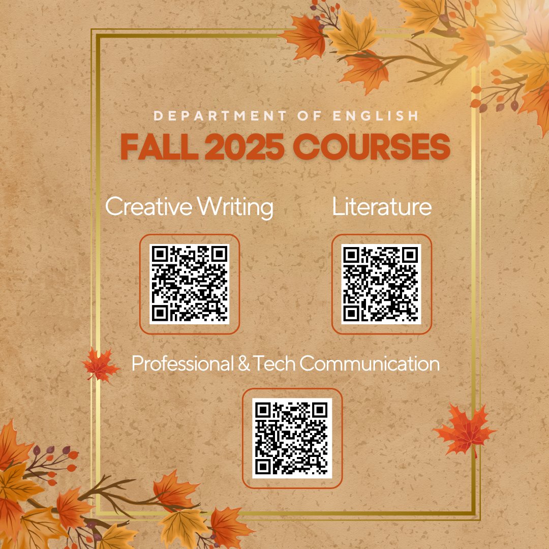Happy Registration Day, Bulls! Our updated Course Offerings page contains links to the Department of English's Course Bulletins for Summer and Fall 2025. If needed, please don't hesitate to attend a drop-in appointment with our Advisor.
 
Check the link in our bio for more info.