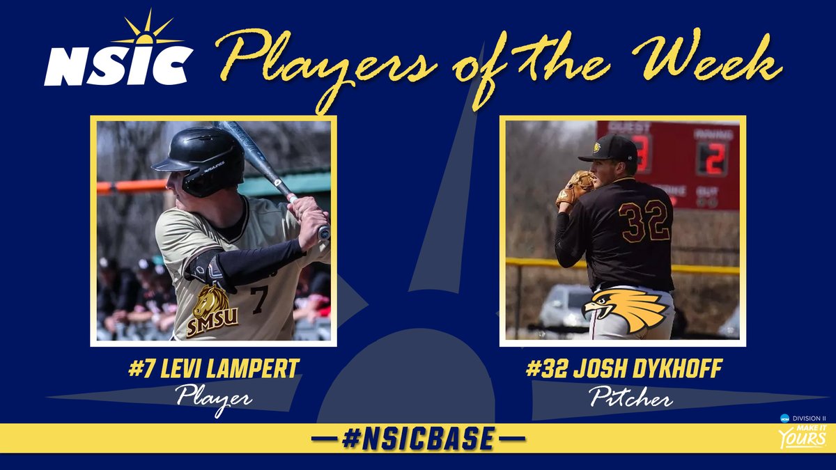 #NSICBase Release No. 7 
#NSICPOW
Player: #7 Levi Lampert  – Southwest Minnesota State 
Pitcher: #32 Josh Dykhoff – Minnesota Crookston

Full Release: northernsun.org/news/2025/3/31…