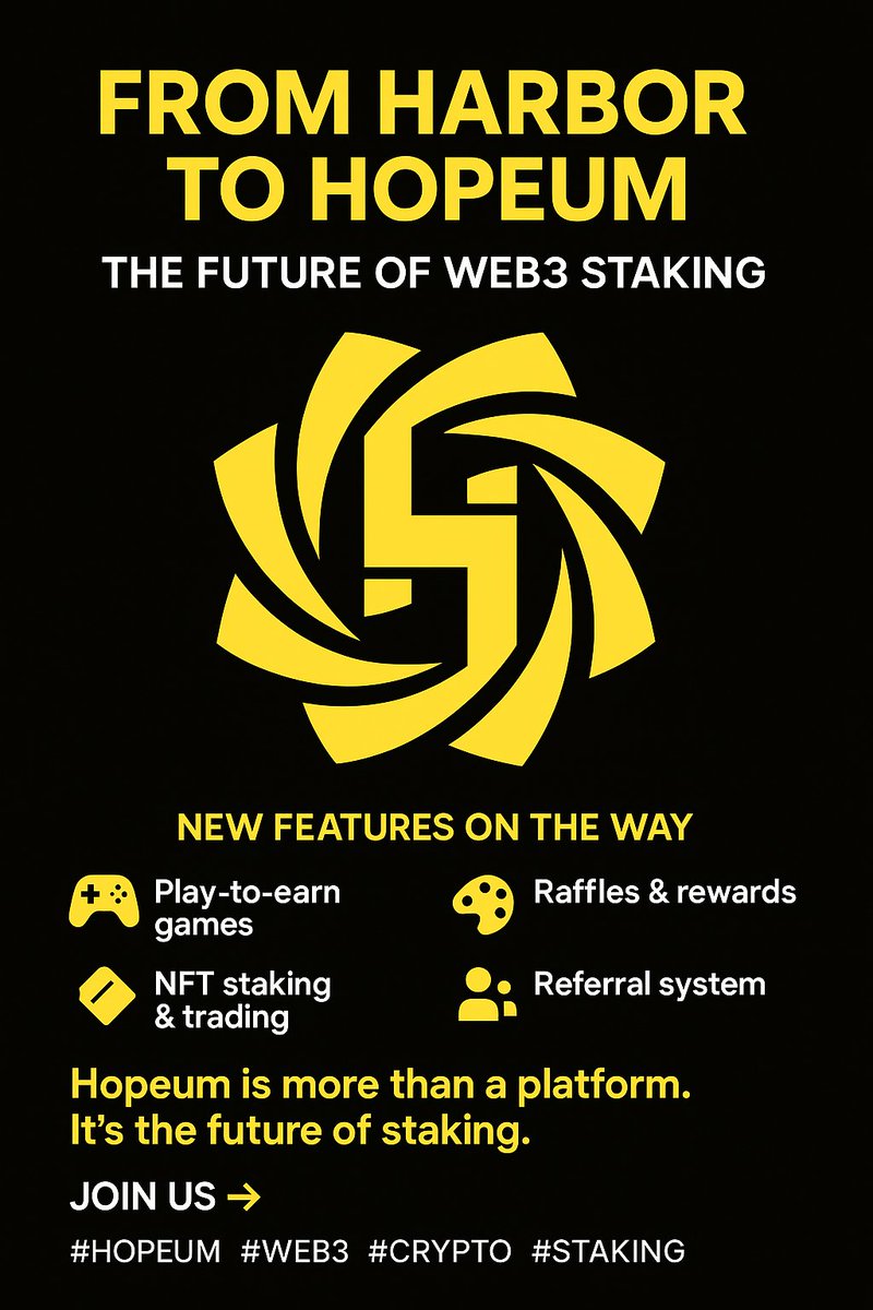 🚀 Harbor évolue... et devient <a href="/Hopeum_io/">HOPEUM</a> ! 🔥
Le staking Web3 ne doit pas être limité à une seule chaîne. Nous passons au multi-chain, à plus de flexibilité, plus d’opportunités, et une vraie vision long terme.

🎮 Nouveautés à venir :
✅ Play-to-earn games
🎟️ Raffles &amp; rewards