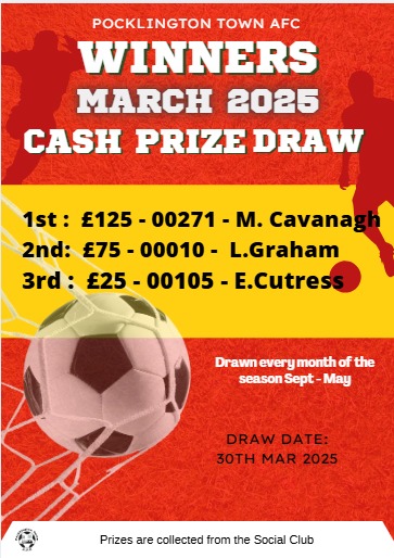 PockTownAFC's tweet photo. Congratulations to the Winners of our March club fundraising Lottery draw👏👏
Your prizes are available to collect from the bar, we really do appreciate your support for the club &amp; well done on your win
We've also included the last 3 results for your info
#APAW
#ptafc
🔴⚫🔴⚫ https://t.co/Gsl1Zpn24g